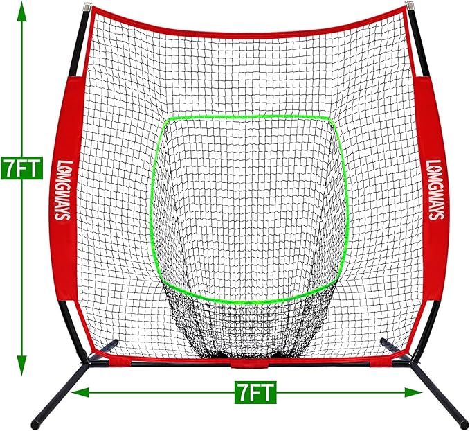 7x7ft/8x8ft Baseball Softball Net with Steel Frame for Batting, Hitting, Pitching, Portable Baseball Batting Net with Carry Bag, Great for All Levels