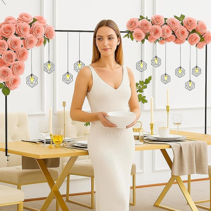 Over The Table Rod Stand with Clamps, Adjustable 16"-48" Tall,31"-98" Length Black Retractable Table Arch Banner Stand Hanging for Wedding Birthday Party Decorations