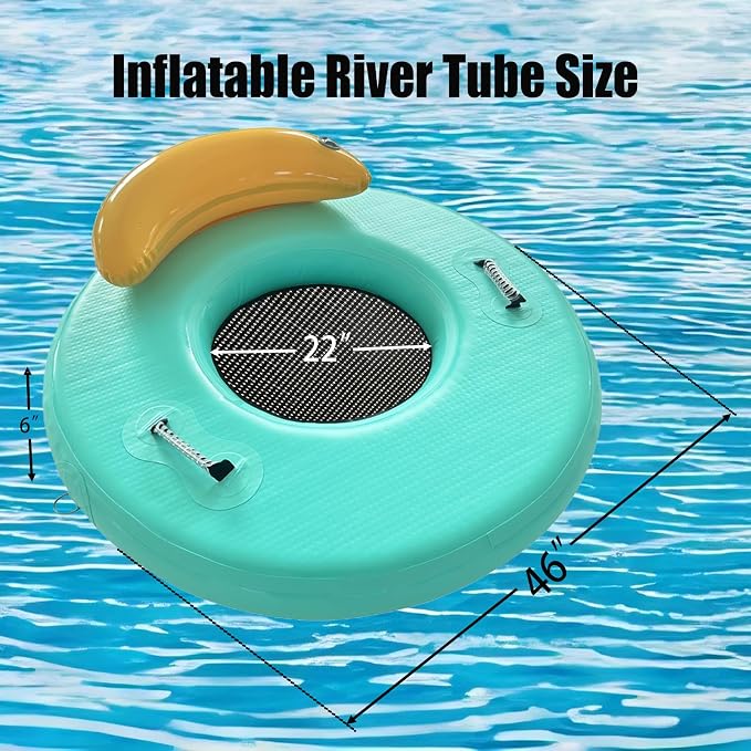Water Hammock Inflatable Dock, 3.8ft/6ft/8ft Floating Raft Circular Water Island, Float Rings Air Mesh Platform for Lake/River/Swim Pool