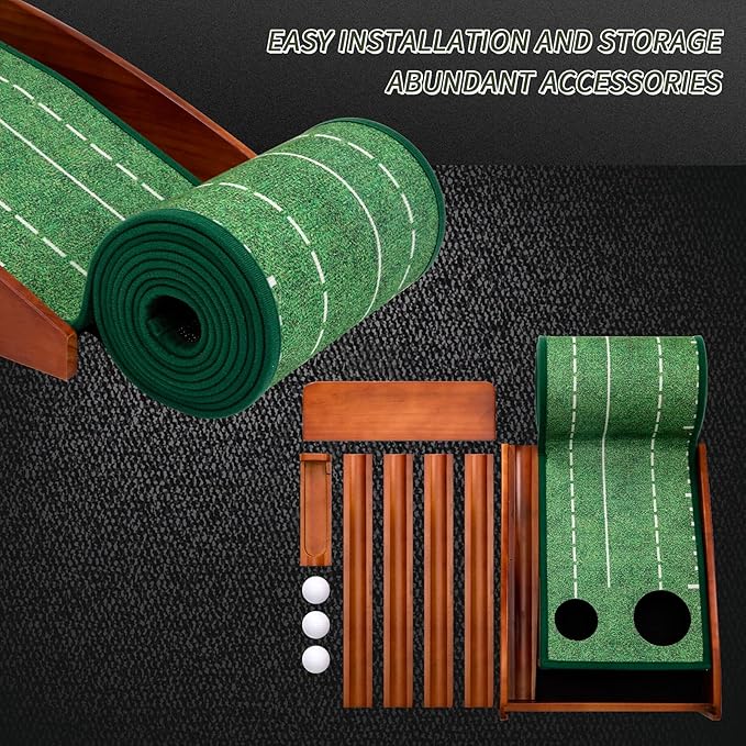 YOUCZON Putting Green Indoor,Golf Putting Mat with Auto Ball Return,Premium Crystal Velvet Surface, Practice Putting mat, Perfect Training Aid & Gift for Golf Lovers Christmas