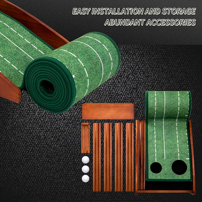 YOUCZON Putting Green Indoor,Golf Putting Mat with Auto Ball Return,Premium Crystal Velvet Surface, Practice Putting mat, Perfect Training Aid & Gift for Golf Lovers Christmas