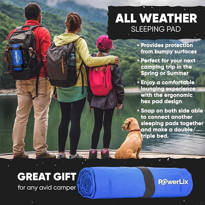 POWERLIX Camping Sleeping Pad - Ultralight Inflatable Camping Mattress Sleeping Mat for Backpacking, Hiking, Compact Lightweight Sleeping Pad for Camping, Inflation Bag/Repair Kit Included