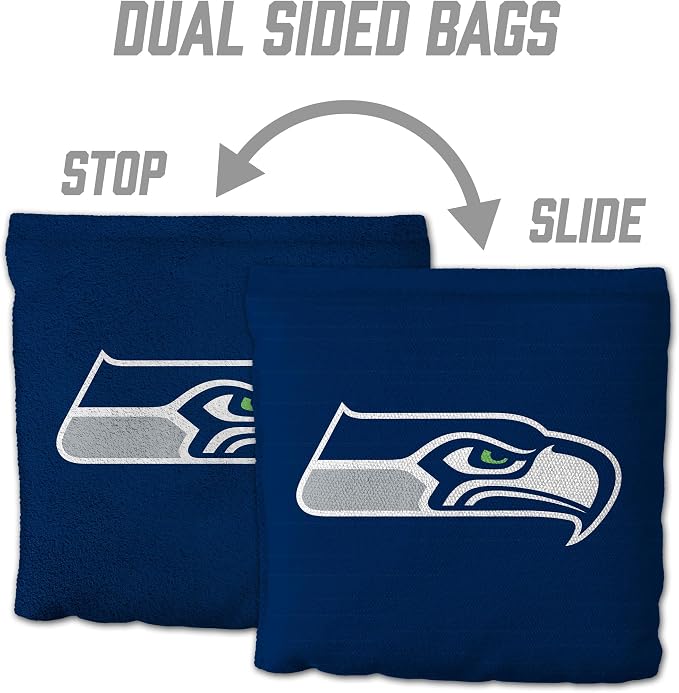 YouTheFan Officially-licensed NFL Set of 8 Cornhole Bags - All Weather Dual Sided Slide & Stop - regulation size