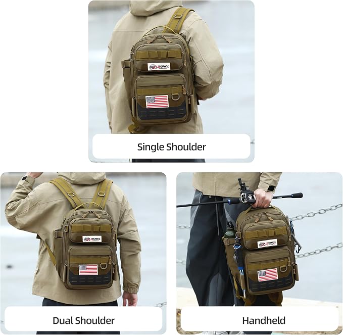 RUNCL Fishing Tackle Backpack, Lightweight Portable Gear Bag, Soft & Comfortable All Day Carry Design, Large Capacity Multi-Pocket Organizer Storage for Bass Fishing, Kayak, Bank & Shore Anglers