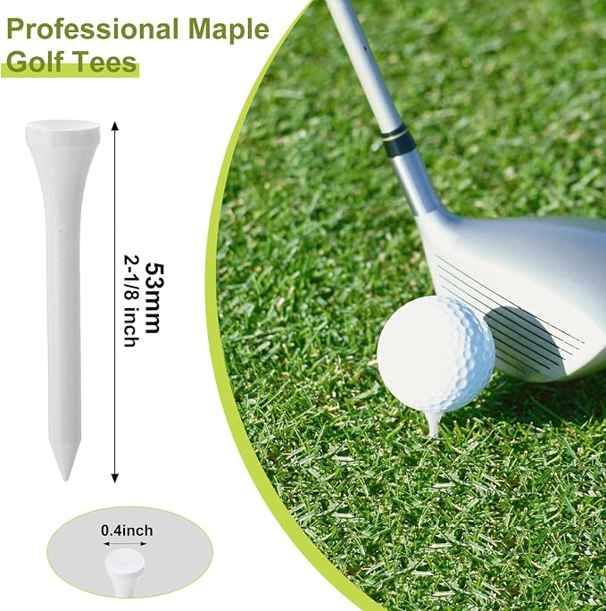 Vinsot 1000 Pcs Golf Tees Bulk 2-1/8 '' Wooden Bamboo Tees Decoration for Men Women Clubs Golf Ball Theme Party Accessories School Supplies