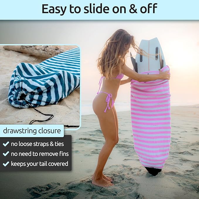 Surf Squared Surfboard Sock Cover and Paddleboard Cover - Lightweight Stretch Protective Surfboard Bag - Surfing Accessories - Shortboard, Longboard, Hybrid, Wakesurf, Standup Paddleboard SUP