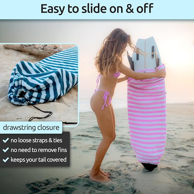 Surf Squared Surfboard Sock Cover and Paddleboard Cover - Lightweight Stretch Protective Surfboard Bag - Surfing Accessories - Shortboard, Longboard, Hybrid, Wakesurf, Standup Paddleboard SUP