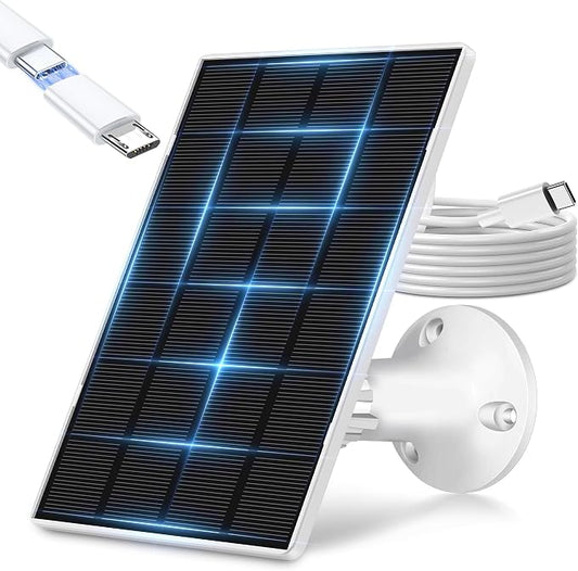 KEPEAK Solar Panel for Ring Camera Outdoor, Small Solar Panel Charger 5V with Type C or Mirco USB, Only for Cam Stick Up Cam Pro Battery, Spotlight Cam Plus, Spotlight Cam Pro