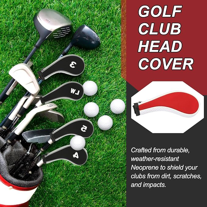 PATIKIL Golf Club Head Cover, Number Golf Club Irons Covers Neoprene Driver Headcover Golf Lovers Gifts