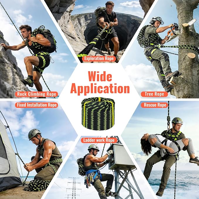 1/2Inch Arborist Rope 150Ft - 9000lbs Heavy Duty Nylon Rope Rappelling Rope, Double Braided Arborist Bull Rope for Tree Work, Hiking, Rigging, Pulling, Swing, Caving, Sailing - Army Green