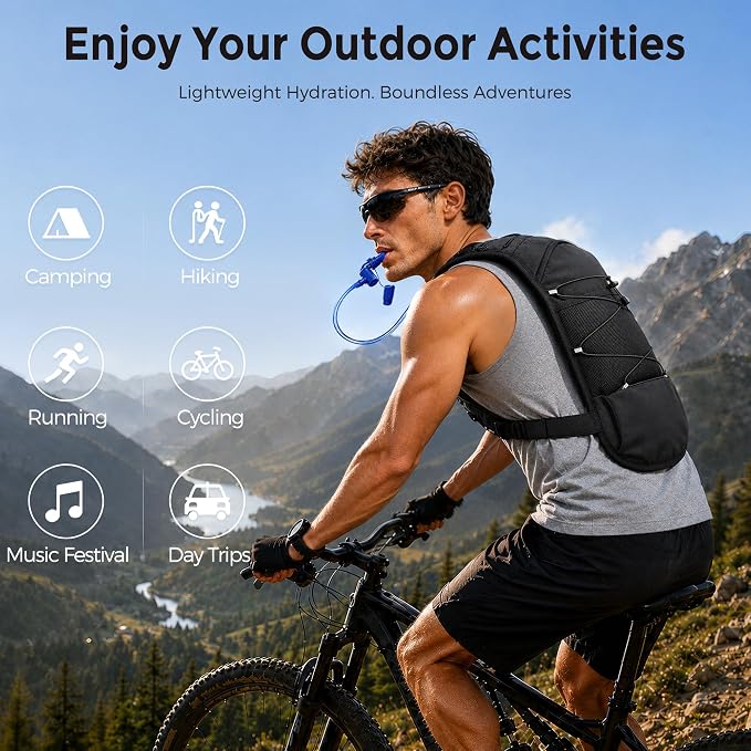 Running Vest for Men & Women – Water Backpack with Upgraded 2L Leak-Proof Bladder, No-Bounce Fit & 3-Pocket Organized Storage, Reflective Hydration Backpack for Running, Hiking & Cycling