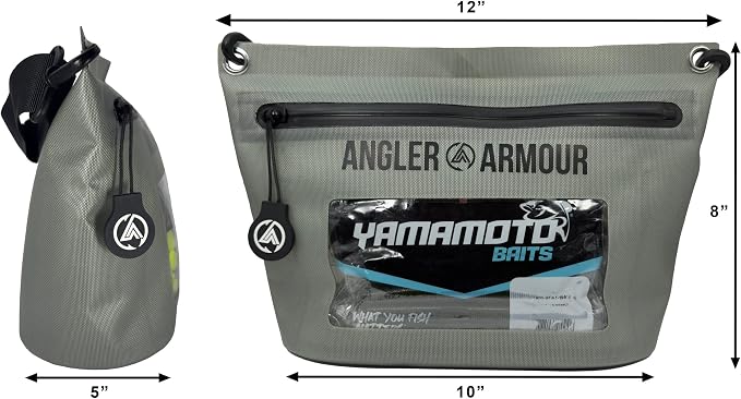 Angler Armour Waterproof Fishing Dry Bag, Fully Submersible Fishing Dry Bags, Heavy Duty Waterproof Gear Storage for Wade Fishing, Kayak, Boat, Jet Ski, Beach & Watersports (Grey, Medium (4L))