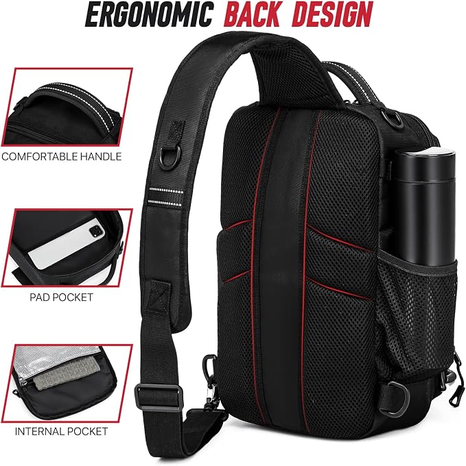 Fishing Sling Bag with Tackle Box, MOLLE System Fishing Backpack with Fishing Lures Kit, Fish Hook Remover Tool, Fish Lip Gripper, Fishing Plier & Accessories, Fishing Gear Gift for Men Black