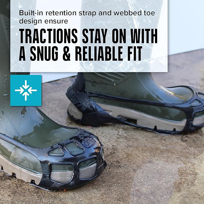 Due North GripPro Spikeless Footwear Traction Aids for Men and Women - for Ice and Snow - Lightweight Full-Foot Rubber Tread
