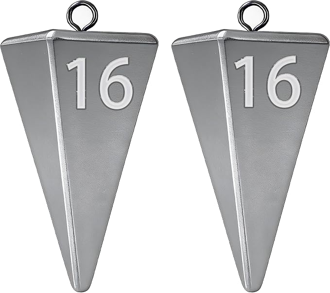Pyramid Sinkers Fishing Weights, Saltwater Fishing Sinkers for Surf Fishing Gear Tackle - 1oz, 2oz, 3oz