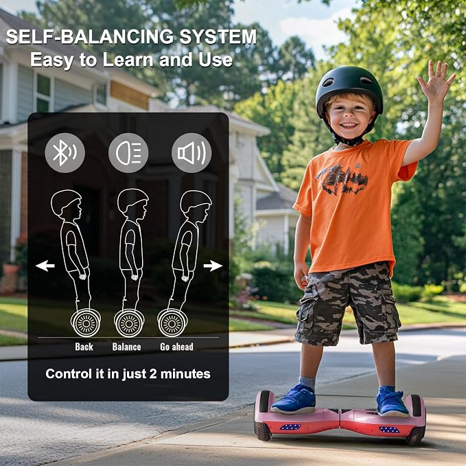 Kids Scooter with Bluetooth Speaker & Corlorful LED Lights, Dual 250W Motor 7.5 Mph Speed, Gifts for All Ages