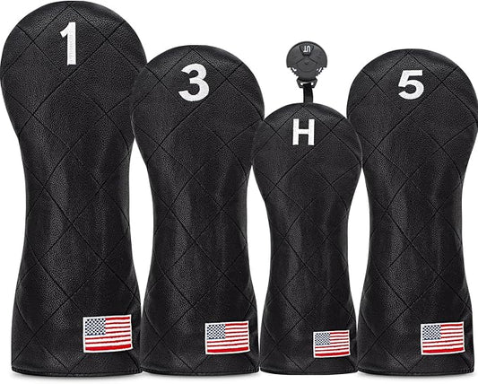 Golf Club Covers for Driver, Fairway, Hybrids - 3 Options - Golf Driver Headcover/Golf Fairway Wood Head Cover/Hybrid Headcover for Men/Women Golfer
