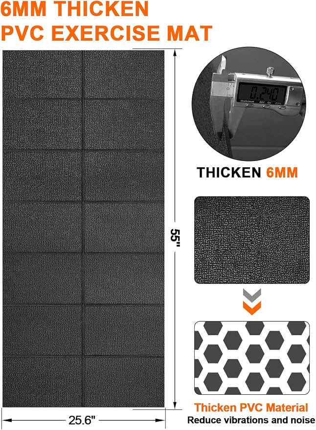 Treadmill Mat 55"x25", WERCHO Foldable Walking Pad Mat for Carpet Hardwood Floors 6mm Heavy-Duty Exercise Equipment Mat for Treadmil Pad,Spin Bike, Elliptical Trainer, Home, Gym