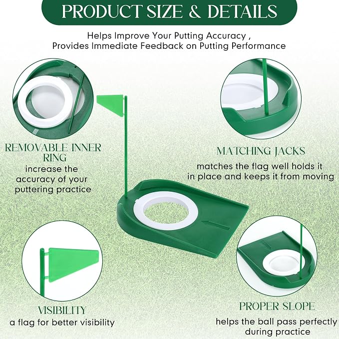 MiniInflat 4 Set Mini Golf Putters with 8 Balls, 4 Golf Putting Cup and Flag, Tees, Two Way Adjustable Length Putter for Right or Left Handed Golfer(Natural)
