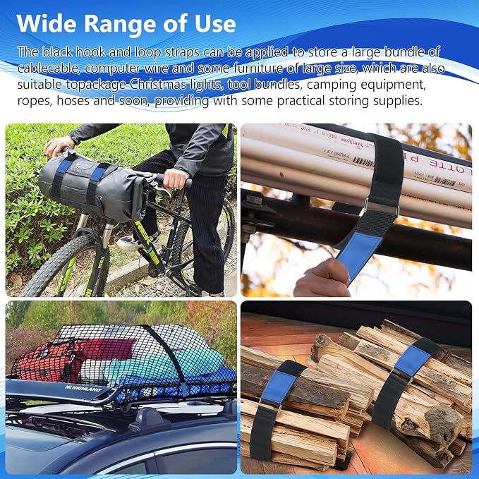 Ladder Rack Tie Down Straps Reusable Straps Adjustable with Nylon Hook and Loop for Ladder RV Truck or Boat 33''x 2’' Pack 8
