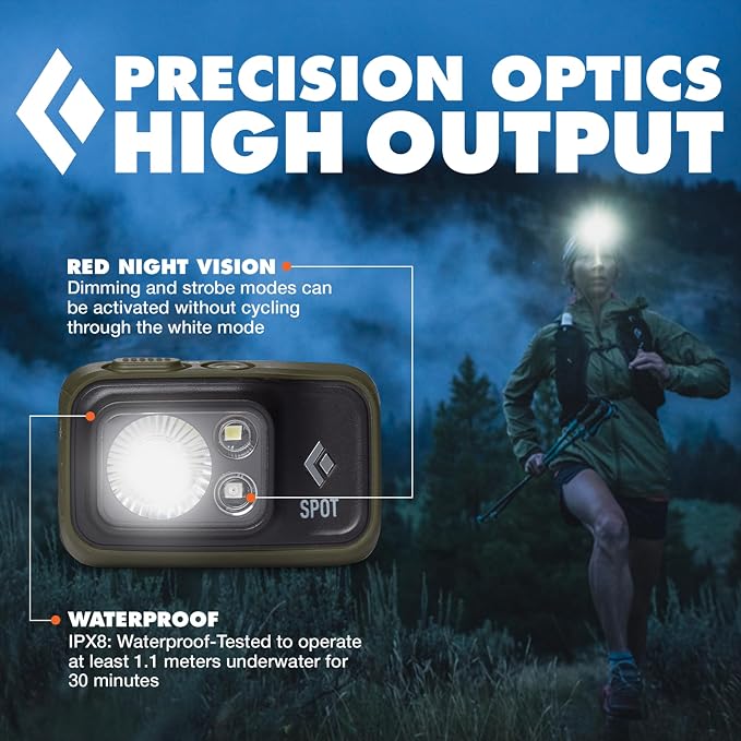 BLACK DIAMOND Spot 400 Headlamp | 400 Lumens Brightness, Dimmable | Waterproof & Durable | 3X AAA Battery Operated (Included) | BD Dark Olive