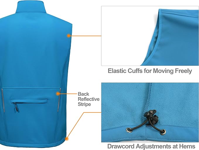 Little Donkey Andy Men's Lightweight Fleece Lined Softshell Vest Windproof Sleeveless Jacket for Hiking Travel Golf