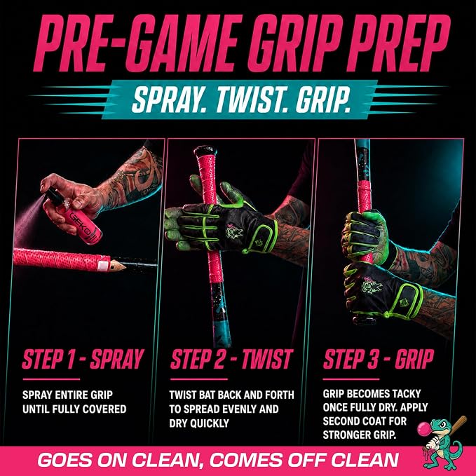 Geko Bubbletack Baseball Grip Enhancer-Water & Plant-Based Pine Tar Alternative, Boost Exit Velo & Bat Control-Non-Hazardous, Non-Aerosol-for Baseball/Softball Bats, Bat Wraps-NOT for Athletic Tape