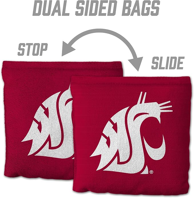 YouTheFan Officially-Licensed NCAA Set of 8 Cornhole Bags - All Weather Dual Sided Slide & Stop - Regulation Size with Carry case