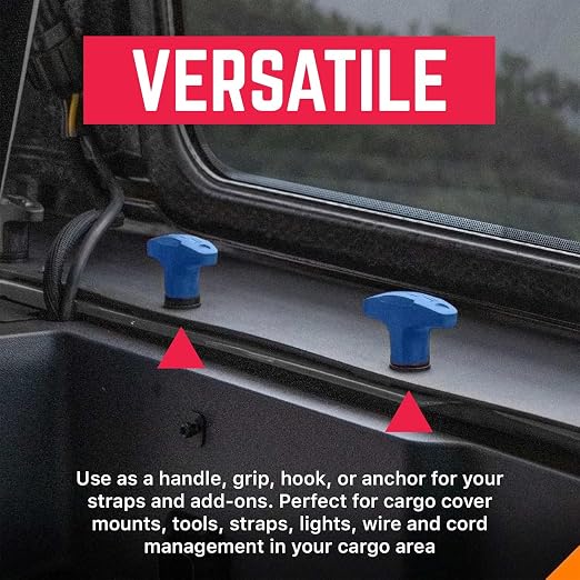 GPCA – Quick Release Tie Down Anchor/T-Handle Jeep JK Hardtop Bolts & Cargo Hooks for Jeep Wrangler Accessories JK 2007-2018, M8 25mm Thumbscrew, GP Anchor PRO w/Nut, 6 Pack (Blue)