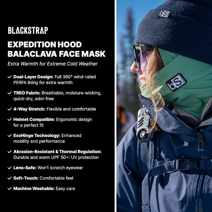 BLACKSTRAP Expedition Hood Balaclava Face Mask – Dual Layer, Breathable, Moisture-Wicking, and Helmet-Compatible