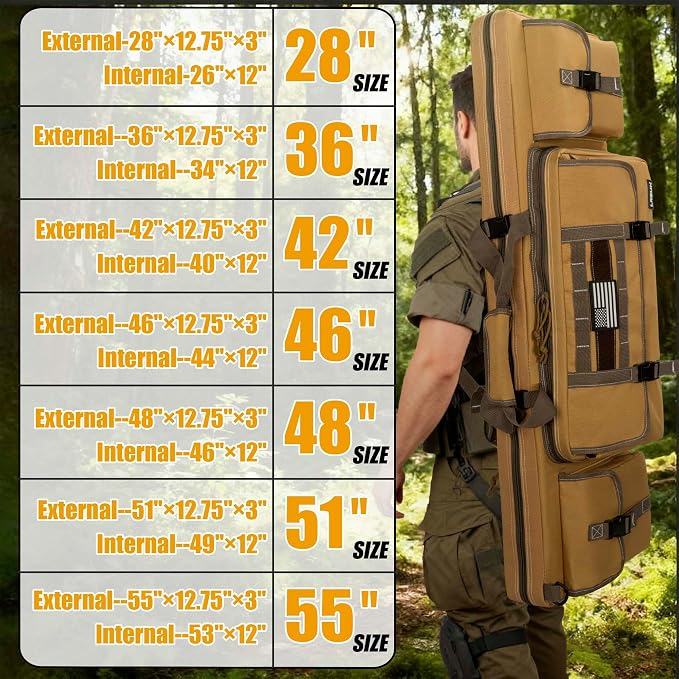 28" 32" 36" 42" 46" 48" 51" 55" Soft Double Rifle Bag, Portable Long Rifle Bag for Outdoor Hunting Shooting, Gun Case Storage & Transportation, with Multiple Colors