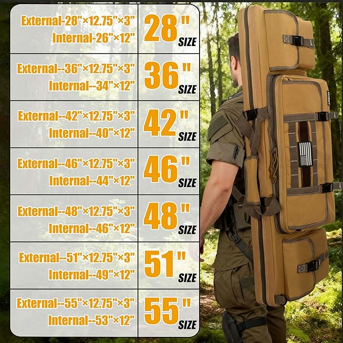 28" 32" 36" 42" 46" 48" 51" 55" Soft Double Rifle Bag, Portable Long Rifle Bag for Outdoor Hunting Shooting, Gun Case Storage & Transportation, with Multiple Colors