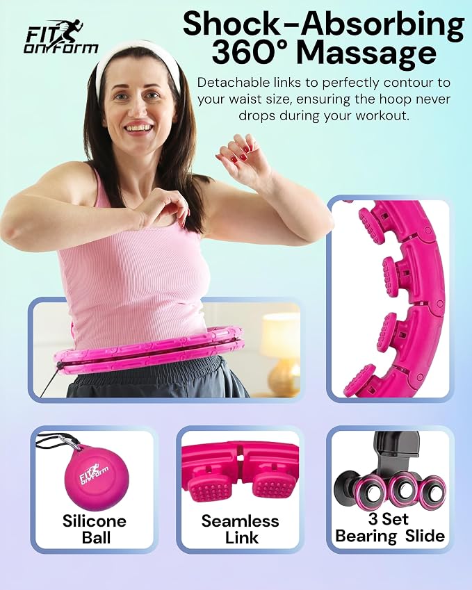 FIT ON FORM Infinity Weighted Hula Hoop for Adults Weight Loss, Smart Exercise Hola Circle Hoop for Women Abs Workout