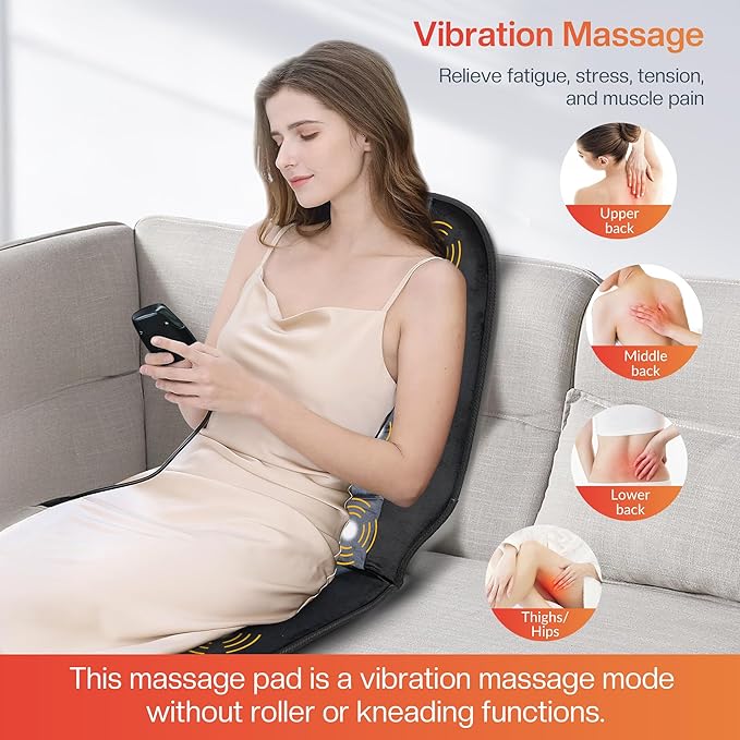 CILI Massage Chair Pad,Back Massager with Heat,Massage Seat Cushion with 10 Vibration Motors,30-60-90 Minutes Heating Options,Chair Massager for Office Chair, Home Office Use, Relaxation Gift