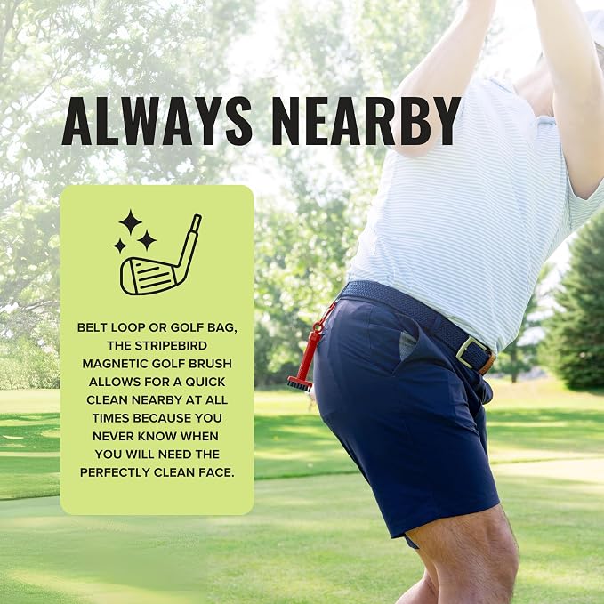 Magnetic Golf Club Brush - Detachable - Premium Nylon Bristles - Golf Bag Accessory - Golf Club Cleaner - Golf Tool
