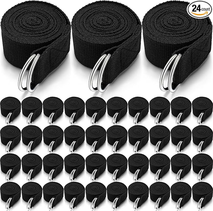 Leyndo Yoga Strap Stretching Pilates Exercise Adjustable Straps 6 ft Non Elastic Yoga Belt with Adjustable D Ring Buckle for Pilates Gym Workouts Fitness