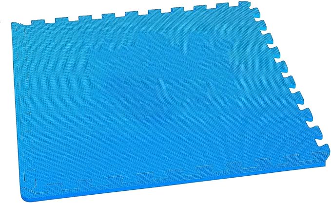 BalanceFrom Puzzle Exercise Mat 1" Thick, EVA Interlocking Foam Floor Tiles for Home Gym, Mat for Home Workout Equipment, Floor Padding for Kids, Blue, 24 in x 24 in x 1 in, 24 Sq Ft - 6 Tiles