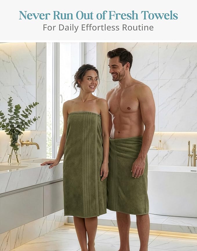 Casa Platino 100% Cotton Bath Towels Pack of 4 (30"x60") - Ring Spun Mercerized Cotton Bathroom Towel Set - Quick Dry, Soft & Absorbent Large Bath Towels - Holds Well After Multiple Washes - Oil Green