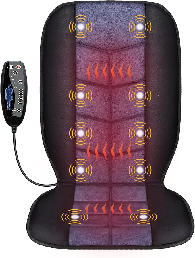 CILI Massage Chair Pad,Back Massager with Heat,Massage Seat Cushion with 10 Vibration Motors,30-60-90 Minutes Heating Options,Chair Massager for Office Chair, Home Office Use, Relaxation Gift
