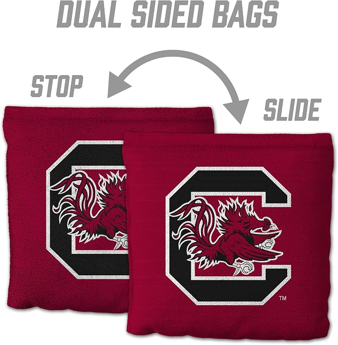 YouTheFan Officially-Licensed NCAA Set of 8 Cornhole Bags - All Weather Dual Sided Slide & Stop - Regulation Size with Carry case