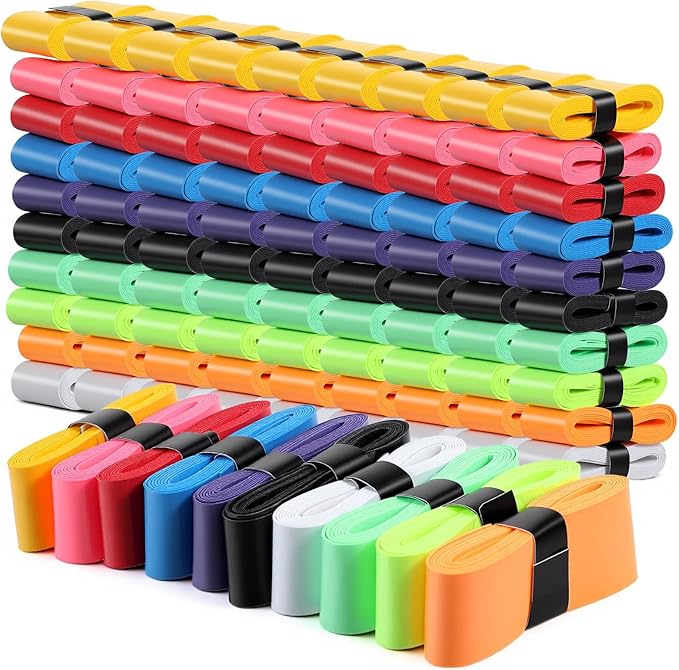 100 PCS Tennis Racket Overgrips, 10 Colors Badminton Racket Overgrip Bulk, Soft Tennis Racket Grip Tape, Anti Slip and Absorbent Grip for Badminton Racquet, Fishing Rods, Bike Handlebar