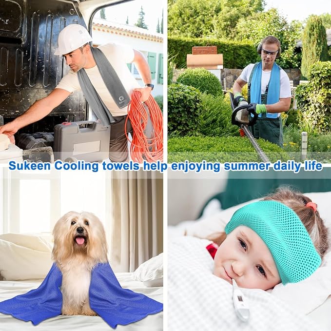 Sukeen Cooling Towel 20 Pack (40"x12") Ice Towel,Bulk Breathable Chilly Twoles,Microfiber Towel for Neck Face for Yoga,Sport,Running,Gym,Workout,Camping,Fitness,Travel & More Activities, Sky Blue