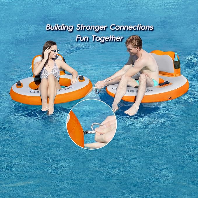 CALOBANA Round Floating Ring Inflatable Water Hammock Heavy Duty River Floats Lake Raft for Adults Tanning Pool Lounger Float Island Platform Pad Mat for Party