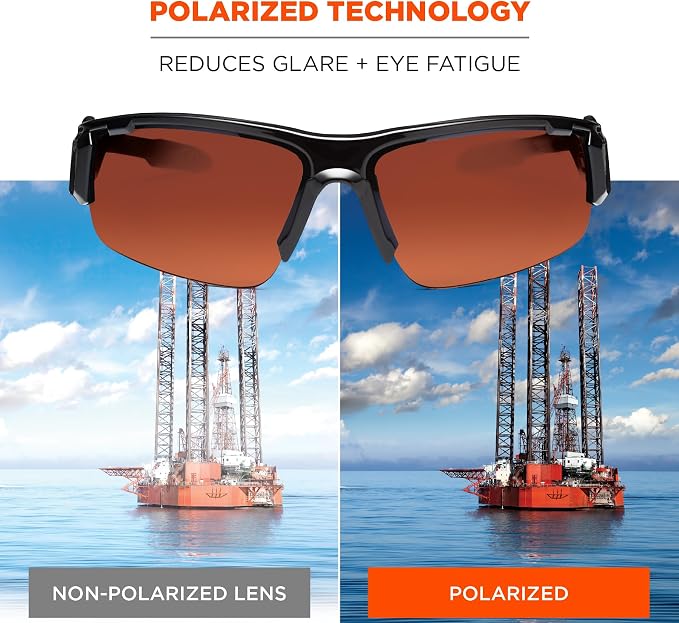 Ergodyne Skullerz Dagr Polarized Safety Sunglasses- Matte Gray Frame, Copper Lens