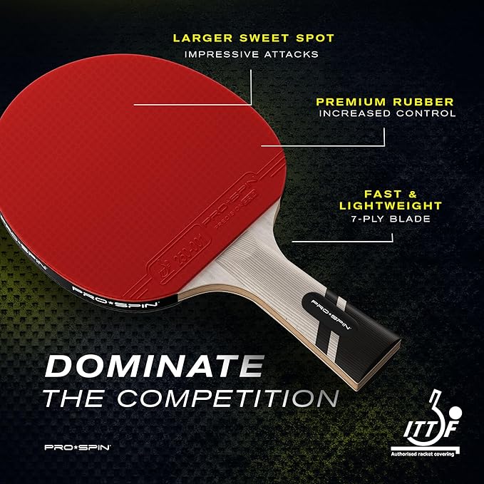 PRO-SPIN Ping Pong Paddles – ITTF Approved Professional Table Tennis Rackets with Carbon Fiber for Superior Control | 7-Ply Blade, Premium Rubber, 2.0mm Sponge
