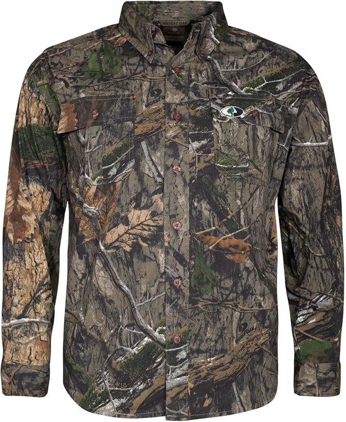 Mossy Oak unisex-adult mens Men's Long Sleeve Camo Hunting Shirts Cotton Mill