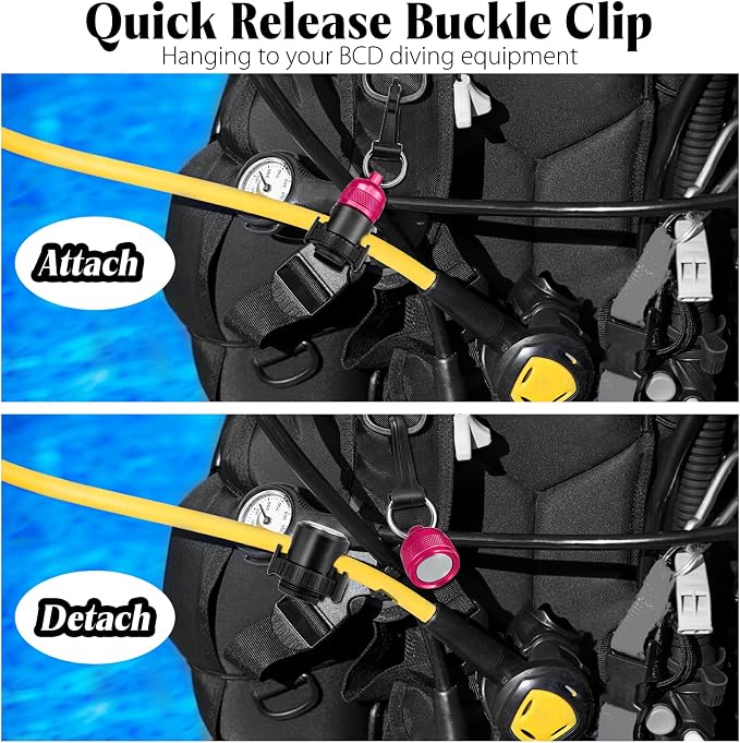 2PACK Scuba Regulator Hose Holder, Magnetic Adjustable Octopus Holder Octo Tank Retainer with Clip, Installs to Your BCD Easily!