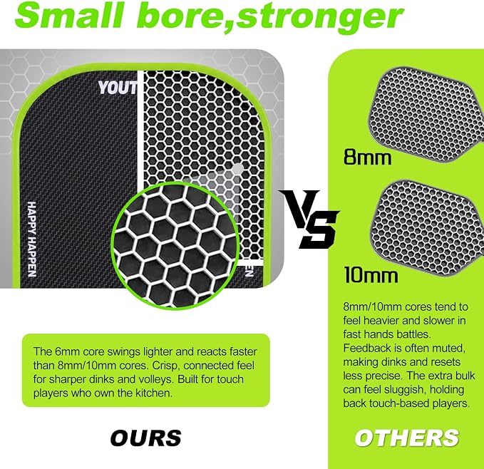 Carbon Fiber Pickleball Paddles Set of 2, with Balls, Bag & Grip Tape | Carbon Fiber Paddles with Honeycomb Core Deliver Spin, Control and Comfort for All Skill Levels