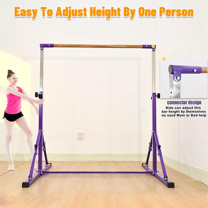 MARFULA 4FT/5FT Gymnastic Bar Set Gymnastics Kip Bar with 5 Ft Length 4Ft Inner Width 5ft Adjust Height Gymnastics Training Bar Equipment for Kids Professional Training Home and Club Use