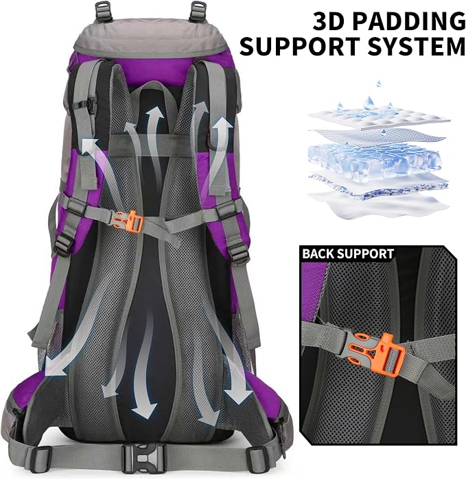 70L Camping Hiking Backpack with Rain Cover Waterproof Backpacking Backpack for Hiking Treeking Climbing Outdoor